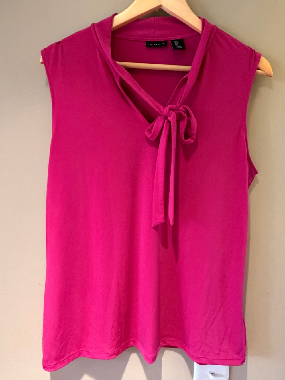 Tahari Sleeveless Tie-Neck Camisole in Bright Fuchsia L